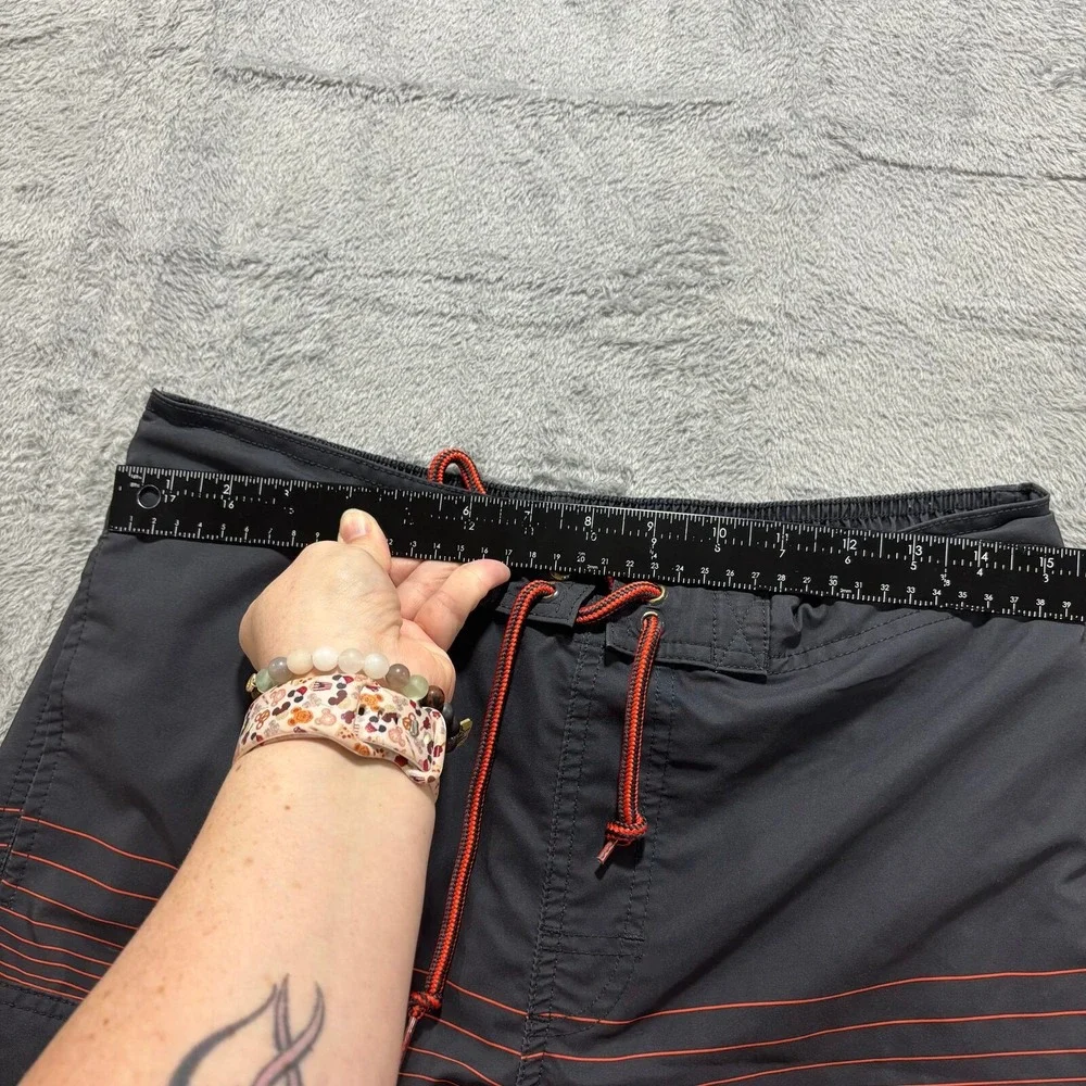 George M Black Orange Blue Ombre Striped Board‎ Shorts Mens Casual Festival